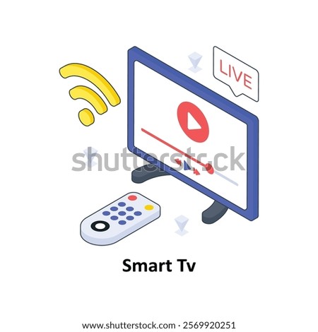 Smart Tv isometric Colored illustration. EPS File stock illustration