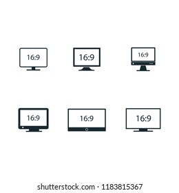 smart tv lcd display icon vector set
