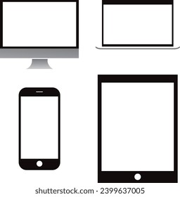 smart tv led tablet and smartphone devise set. isolated vector format file with whit background color. laptop mobile monitor phone smart technology business digital design.