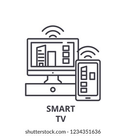 Smart tv line icon concept. Smart tv vector linear illustration, symbol, sign