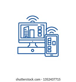 Smart tv line icon concept. Smart tv flat  vector symbol, sign, outline illustration.
