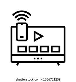 smart tv line icon vector. smart tv sign. isolated contour symbol black illustration