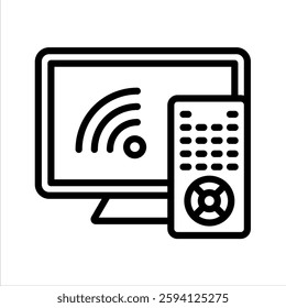 Smart Tv Line Vector Illustration On White Background.