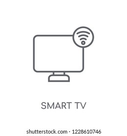 Smart tv linear icon. Modern outline Smart tv logo concept on white background from Smarthome collection. Suitable for use on web apps, mobile apps and print media.