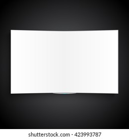 Smart TV Mockup hanging on the black wall 