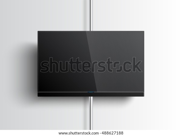 Download Smart Tv Mockup Hanging On Wall Stock Vector Royalty Free 488627188