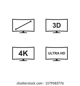 Smart TV mode icon. Widescreen symbol. Full hd. 3D Television sign. Infographic design buttons. Circle templates. Vector