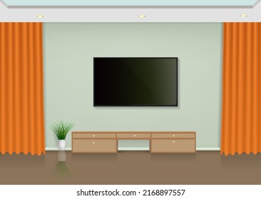 Smartphone an der blauen Wand im Wohnzimmer