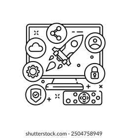 Smart TV Outline Icon, Vector illustration