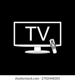 Smart-TV mit Fernbedienungssymbol einzeln auf schwarzem Hintergrund