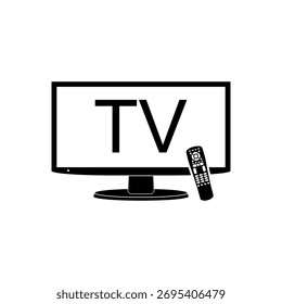 Smart-TV mit Fernbedienungsschild einzeln auf weißem Hintergrund