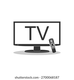 Smart TV und Fernbedienungsschild mit Schatten