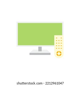 Smart TV e icono remoto en color, aislado en fondo blanco 