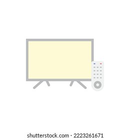 Smart TV and remote icon in color, isolated on white background 