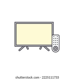 Smart TV e icono remoto en color, aislado en fondo blanco 