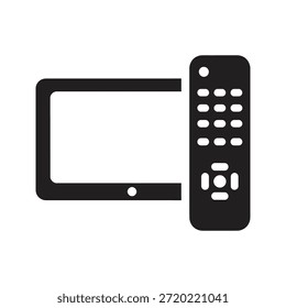 Smart tv remote icon symbol Vector de glifo sólido para el dispositivo de control de televisión y el sistema de entretenimiento en el hogar de pantalla ancha