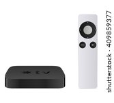 Smart tv with remote, modern airplay television, vector illustration isolated on white