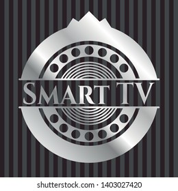 Smart TV silvery shiny badge. Vector Illustration. Mosaic.