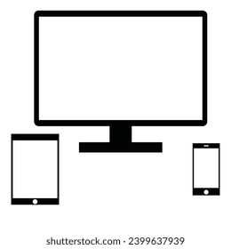 smart tv, tablet and smartphone devise. isolated vector file with whit background color. use for your social media design template. laptop mobile monitor phone smart technology business digital design