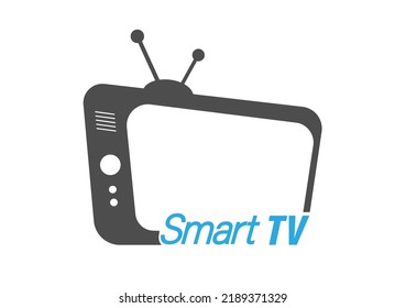 Smart TV. Plantilla para un logotipo, etiqueta adhesiva, logotipo o marca. Ilustración para sitios web, aplicaciones e ideas creativas. Estilo plano