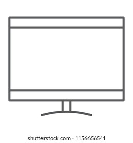 Smart tv thin line icon, electronic and television, monitor sign, vector graphics, a linear pattern on a white background, eps 10.