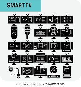 paquete de iconos de diseño de Vector de tv inteligente para usos de elementos electrónicos