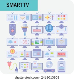 paquete de iconos de diseño de Vector de tv inteligente para usos de elementos electrónicos
