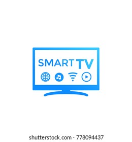 Smart Tv Vector Icon On White