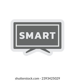 Smart tv vector label. Television box with smart lettering sticker or icon.