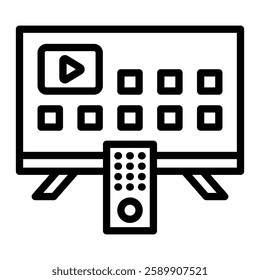 Smart TV Vector Line Icon Design For Persoanl And Commercial Use