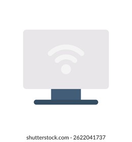 Smart TV Vector for Streaming Entertainment and Home Media. Flat-screen television illustration. Digital viewing icon for smart homes. Flat Icon