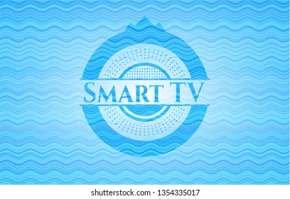 Smart TV water wave concept badge background.