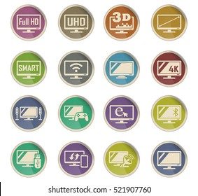 smart tv web icons on color paper labels