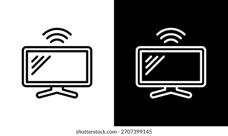 Smart TV White Icon Set Design