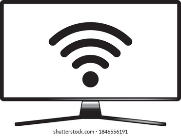 Smart Tv Wifi Connection. Smart tv vector icon isolated on white background. Smart tv wireless connection icon for web, mobile apps and ui design. Internet of things concept. Stock vector illustration