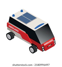 Composición isométrica de ecología urbana inteligente con imágenes de electrodomésticos futuristas con fuentes de energía alternativas ilustración vectorial
