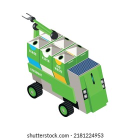 Smart urban ecology isometric composition with images of futuristic appliance with alternative power sources vector illustration