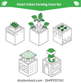 smart urban farming icon set