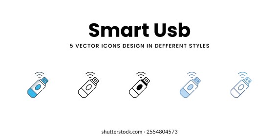 Smart Usb icons set in different style vector stock illustration