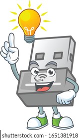 Smart USB wireless adapter cartoon character has an idea
