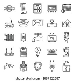 Smart utilities icons set. Outline set of smart utilities vector icons for web design isolated on white background