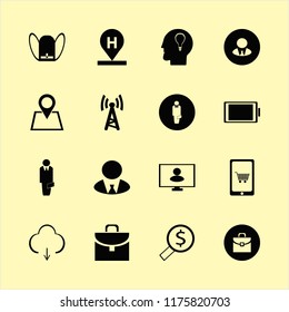 smart vector icons set. with briefcase, person monitor, businessman and bulb head in set