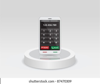 Smart vector white phone with icons on the stage