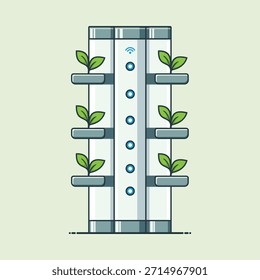 Sistema de cultivo hidropónico de Vertical inteligente con sensores IoT. Concepto de agricultura sostenible, tecnología agrícola inteligente y producción de alimentos en interiores.