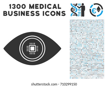 Smart Vision Eye grey vector icon with 1300 healthcare commerce icons. Set style is flat bicolor light blue and gray pictograms.