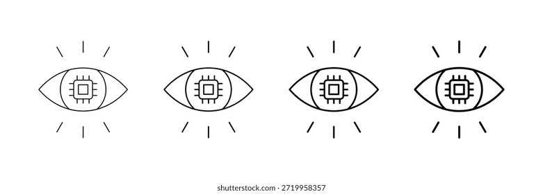 Conjunto de Vectores de iconos de visión inteligente en diferentes estilos de línea de trazo