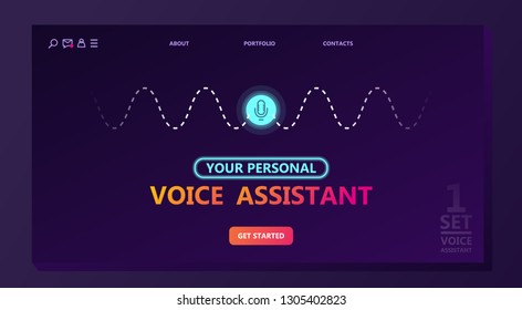 Smart voice assistant vector illustration concept, voice recognition. Personal assistant and voice recognition concept. Use for, landing page, template, ui, web, mobile app, poster, banner, flyer