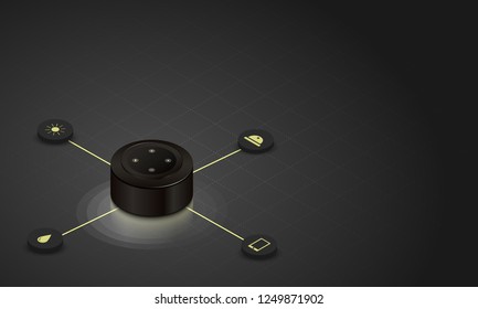 gadget de reconocimiento de voz inteligente. Consejero del hogar o asistente personal. Dispositivo de tecnología de inteligencia artificial.