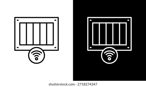 Diseño de conjunto de iconos blancos de contorno de panel de pared inteligente