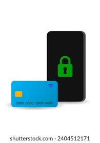 A smart wallet with an application for payment by credit and debit card. Creatively illustrated concepts expressing privacy, trust, safety and reliability. svg